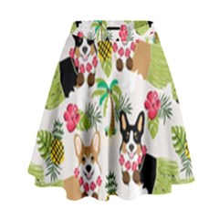 Hula Corgis Fabric High Waist Skirt by Celenk