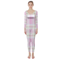 Pink Pastel Plaid Long Sleeve Catsuit by allthingseveryone