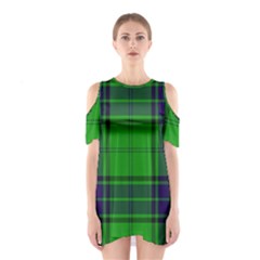 Green And Blue Plaid Shoulder Cutout One Piece by allthingseveryone