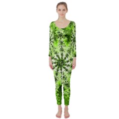 Lime Green Starburst Fractal Long Sleeve Catsuit by allthingseveryone