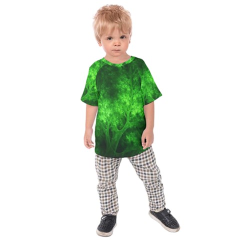 Artsy Bright Green Trees Kids Raglan Tee by allthingseveryone