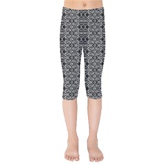 Black And White Ethnic Pattern Kids  Capri Leggings  by dflcprints