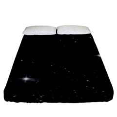 Starry Galaxy Night Black And White Stars Fitted Sheet (king Size) by yoursparklingshop