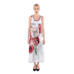 Flowers Poppies Poppy Vintage Sleeveless Maxi Dress by Celenk