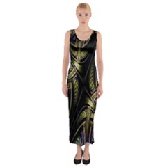 Fractal Braids Texture Pattern Fitted Maxi Dress by Celenk