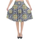 Beveled Geometric Pattern Flared Midi Skirt View1