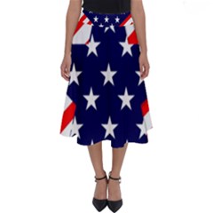 Patriotic Usa Stars Stripes Red Perfect Length Midi Skirt by Celenk