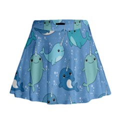 Cute Narwhal Pattern Mini Flare Skirt by Bigfootshirtshop