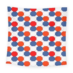 Geometric Design Red White Blue Square Tapestry (large) by Celenk