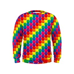 Rainbow 3d Cubes Red Orange Kids  Sweatshirt by Celenk