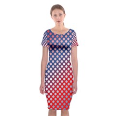 Dots Red White Blue Gradient Classic Short Sleeve Midi Dress by Celenk