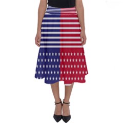 American Flag Patriot Red White Perfect Length Midi Skirt by Celenk