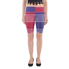 American Flag Patriot Red White Yoga Cropped Leggings by Celenk