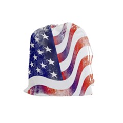 Usa Flag America American Drawstring Pouches (large)  by Celenk