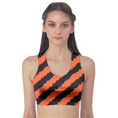 Black Orange Pattern Sports Bra by Celenk