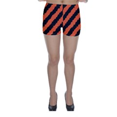 Black Orange Pattern Skinny Shorts by Celenk