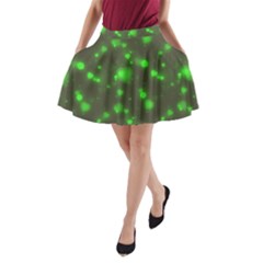 Neon Green Bubble Hearts A-line Pocket Skirt by PodArtist