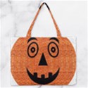 Fabric Halloween Pumpkin Funny Zipper Medium Tote Bag View1