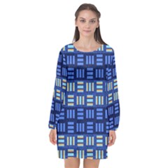 Textiles Texture Structure Grid Long Sleeve Chiffon Shift Dress  by Celenk