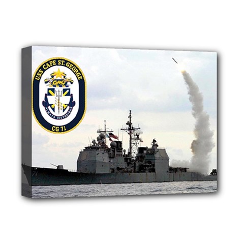 Uss Cape St  George (cg 71) Deluxe Canvas 16  X 12   by Bigfootshirtshop