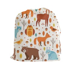 Woodland Friends Pattern Drawstring Pouches (xxl) by Bigfootshirtshop