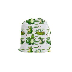 Crocodiles In The Pond Drawstring Pouches (small)  by Bigfootshirtshop