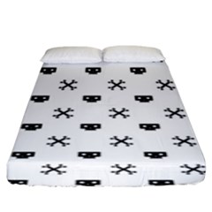 Black Pixel Skull Pirate Fitted Sheet (king Size) by jumpercat