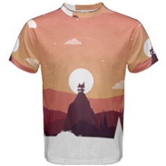 Design Art Hill Hut Landscape Men s Cotton Tee by Celenk