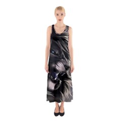 Angry Lion Digital Art Hd Sleeveless Maxi Dress by Celenk