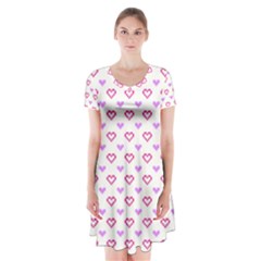 Pixel Hearts Short Sleeve V-neck Flare Dress by jumpercat