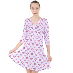 Pixel Hearts Quarter Sleeve Front Wrap Dress	 by jumpercat