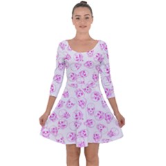 A Lot Of Skulls Pink Quarter Sleeve Skater Dress by jumpercat