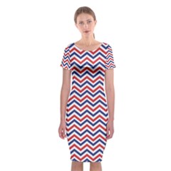 Navy Chevron Classic Short Sleeve Midi Dress by jumpercat