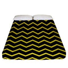 Yellow Chevron Fitted Sheet (queen Size) by jumpercat