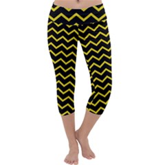 Yellow Chevron Capri Yoga Leggings by jumpercat