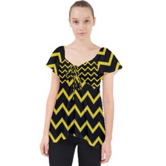 Yellow Chevron Lace Front Dolly Top by jumpercat