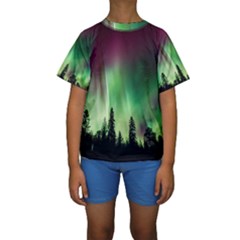 Aurora Borealis Northern Lights Kids  Short Sleeve Swimwear by BangZart