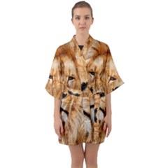 Africa African Animal Cat Close Up Quarter Sleeve Kimono Robe by BangZart