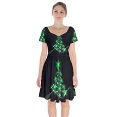 Christmas Tree Background Short Sleeve Bardot Dress by BangZart