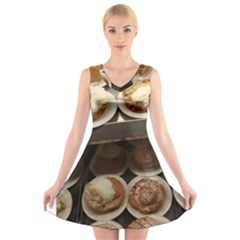 Cream Puffs V-neck Sleeveless Skater Dress by all7sins