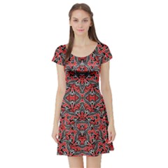 Exotic Intricate Modern Pattern Short Sleeve Skater Dress by dflcprints