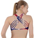 America Patriotic Red White Blue Criss Cross Racerback Sports Bra View2