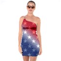 America Patriotic Red White Blue One Soulder Bodycon Dress View1