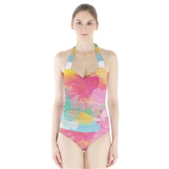 Watercolour Gradient Halter Swimsuit by BangZart