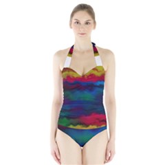 Watercolour Color Background Halter Swimsuit by BangZart