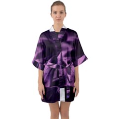 Shiny Purple Silk Royalty Quarter Sleeve Kimono Robe by BangZart