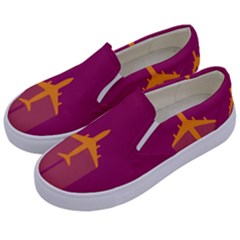 Airplane Jet Yellow Flying Wings Kids  Canvas Slip Ons by BangZart