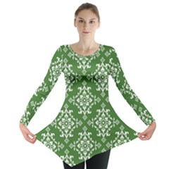 St Patrick S Day Damask Vintage Long Sleeve Tunic  by BangZart