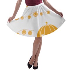 Pumpkin Halloween Deco Garland A-line Skater Skirt by BangZart