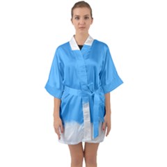 Sky Blue Blue Sky Clouds Day Quarter Sleeve Kimono Robe by BangZart